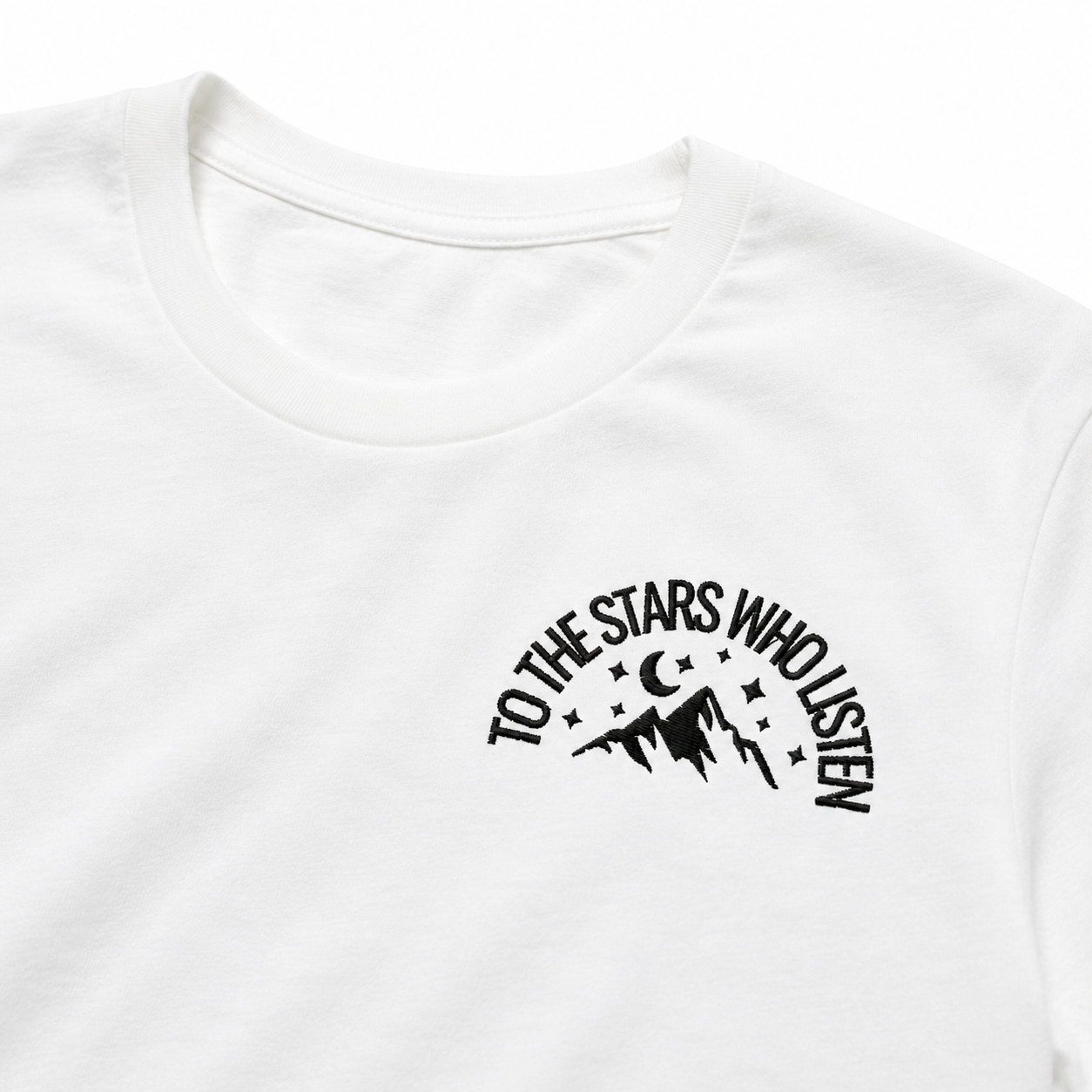 "To the Stars Who Listen" Women's Embroidered t-shirt - White