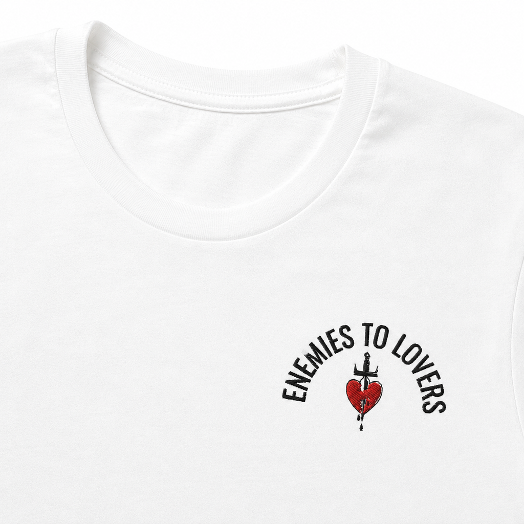 "Enemies to Lovers" Women's Embroidered t-shirt - White